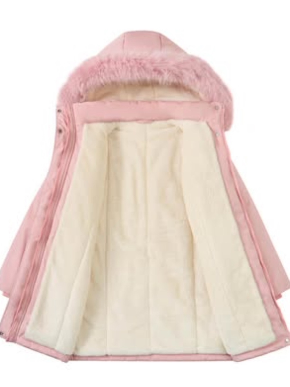 Kids Pink Faux-Fur Lined Winter Coat